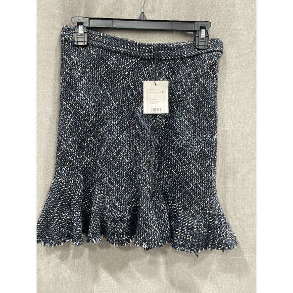 Theory Women's Diagonal Wool-Blend Tweed Mini Skirt - Blue Multi 2 - Picture 4 of 8